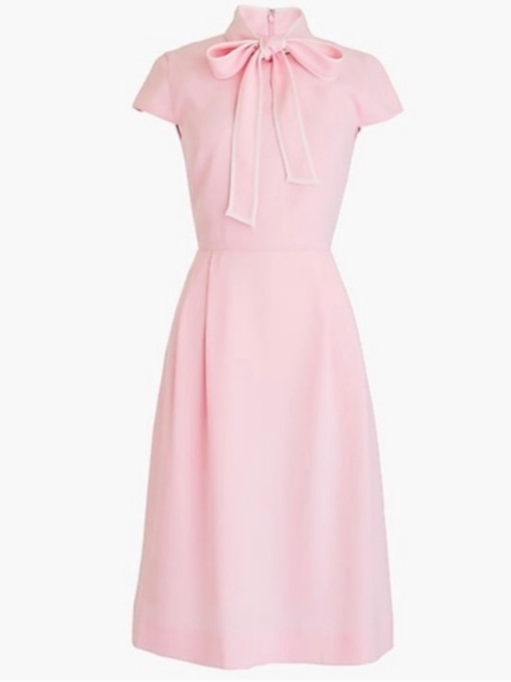 J.Crew Tie-Neck Fit and Flare 365 Crepe Cap Sleeve Dress Light Pink Size 2 - Picture 2 of 6